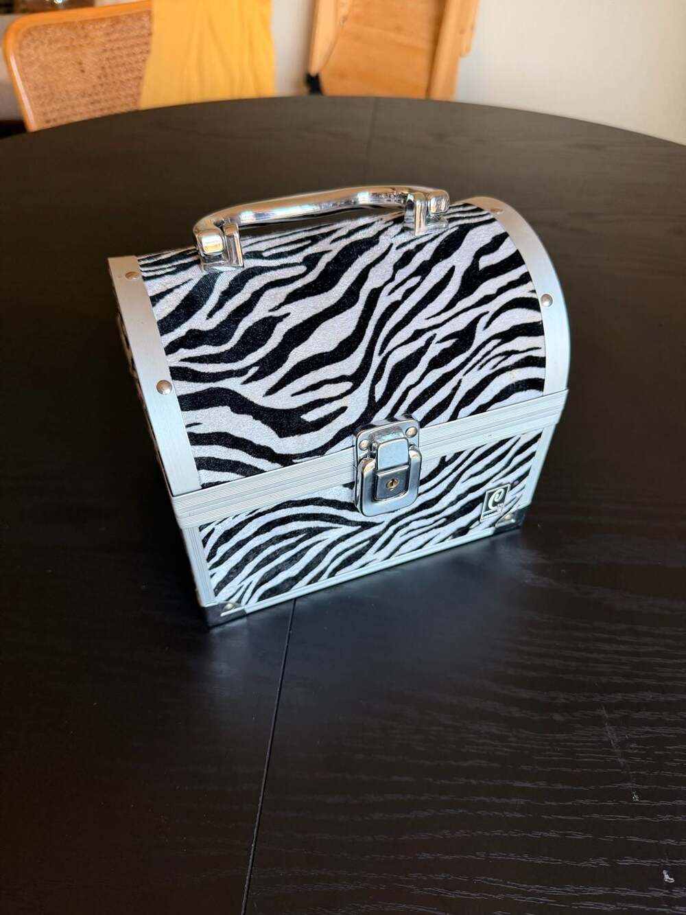 Caboodles Zebra Print Aluminum Train Case Makeup Organizer
